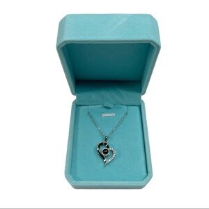 New Jardme Silver Tone Rhinestone Heart Cable Chain Necklace